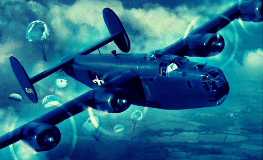 B-24 сбрасывает грузы в рамках операции "Саквояжник"