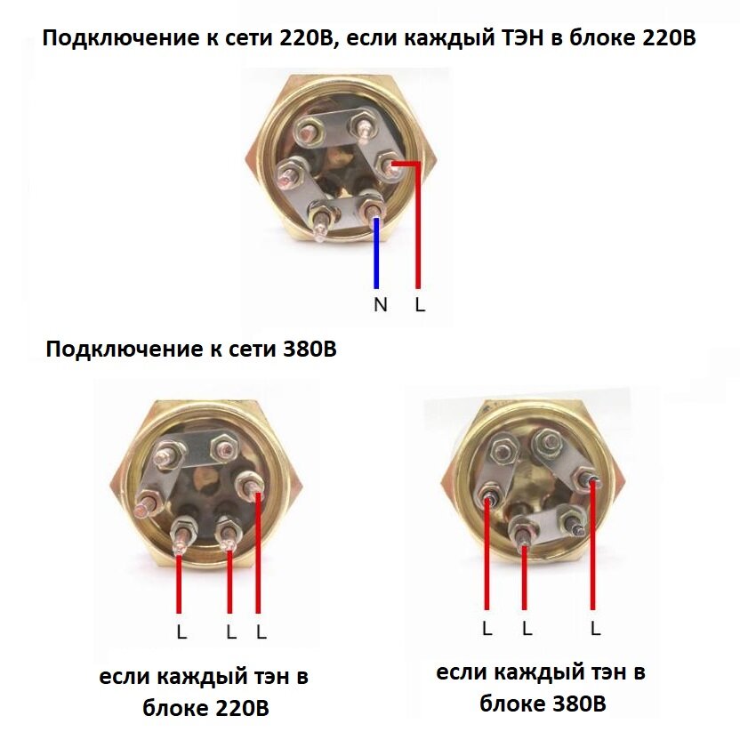 Провода подключения тэна