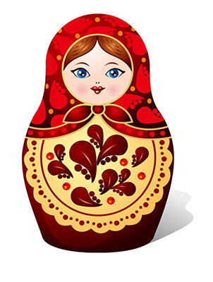 Русская матрёшка и китайские иероглифы