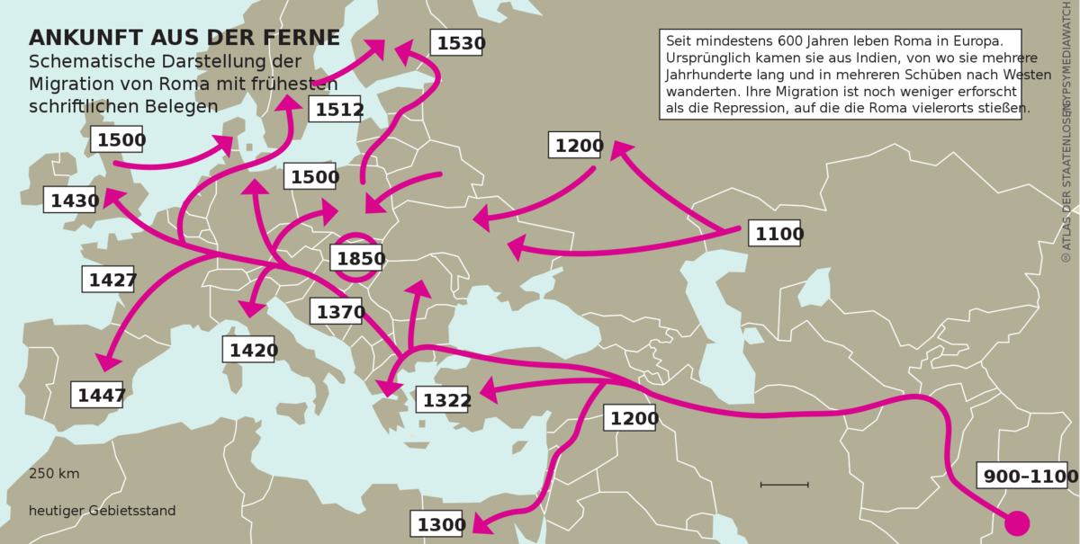 Карта миграции цыганской орды из Индии в Россию и Европу 