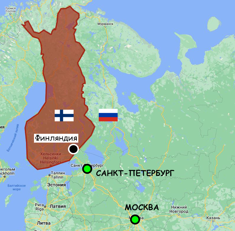 Санкт петербург финляндия карта