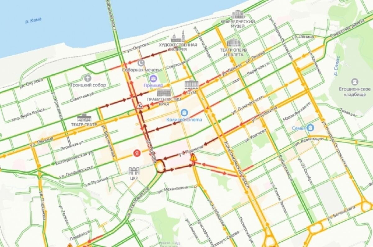 Пробки пермь показать на карте. Пробки Пермь. Пробки Пермь 12 декабря.