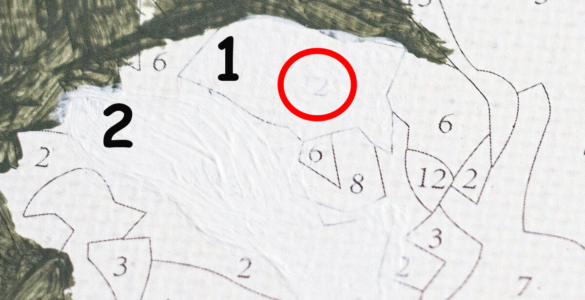 Разница между первым и вторым слоем краски. Одного слоя явно не хватает — цифра просвечивает. Добавили второй слой — всё отлично!