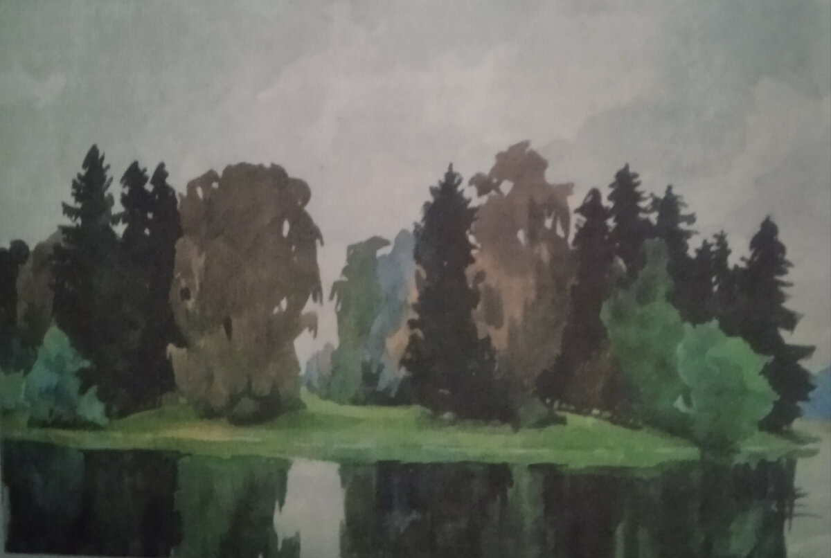 Анна Петровна Остроумова-Лебедева. Павловск. Вид от Константиновского дворца. 1930. Акварель. Государственный Русский музей. Санкт-Петербург. 