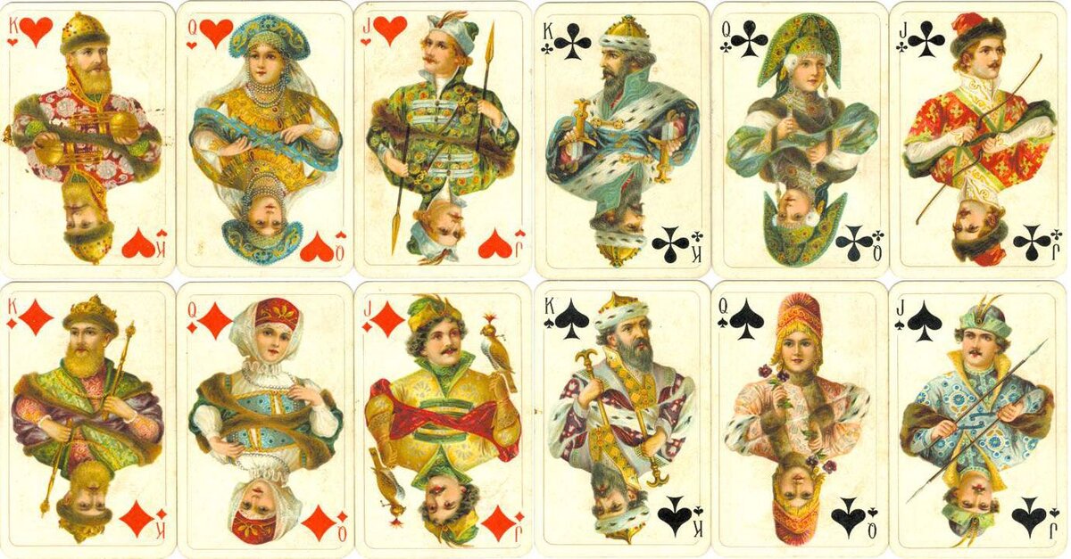 Карточные персонажи из колода игральных карт " Русский стиль "