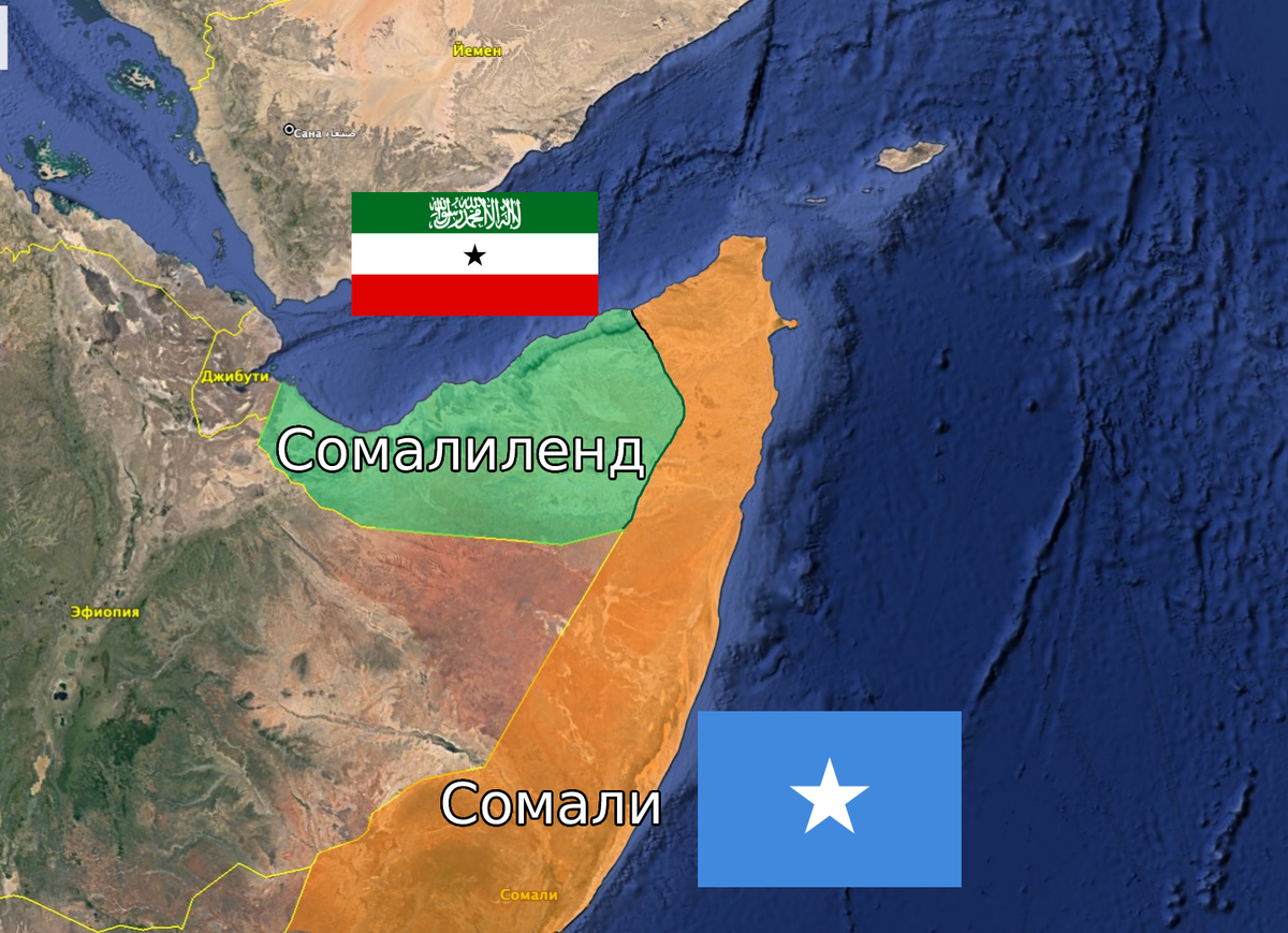 Сомалиленд и Сомали на карте