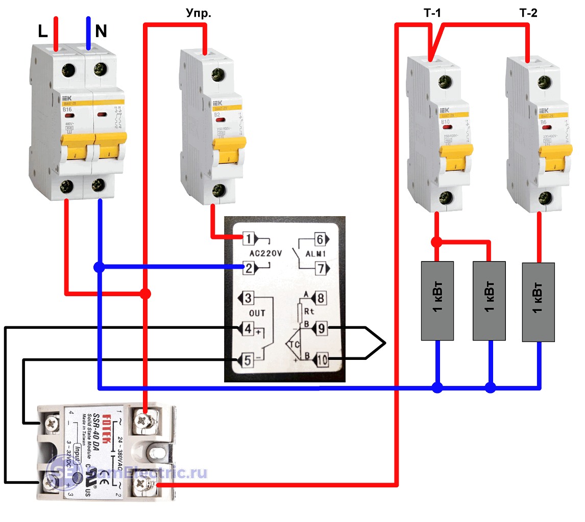 Схема подключения тэны 220. Схема подключения твердотельного реле к контроллеру. Твердотельное реле для ТЭНА. Параллельное соединение твердотельных реле. Подключение ТЭНА через реле.