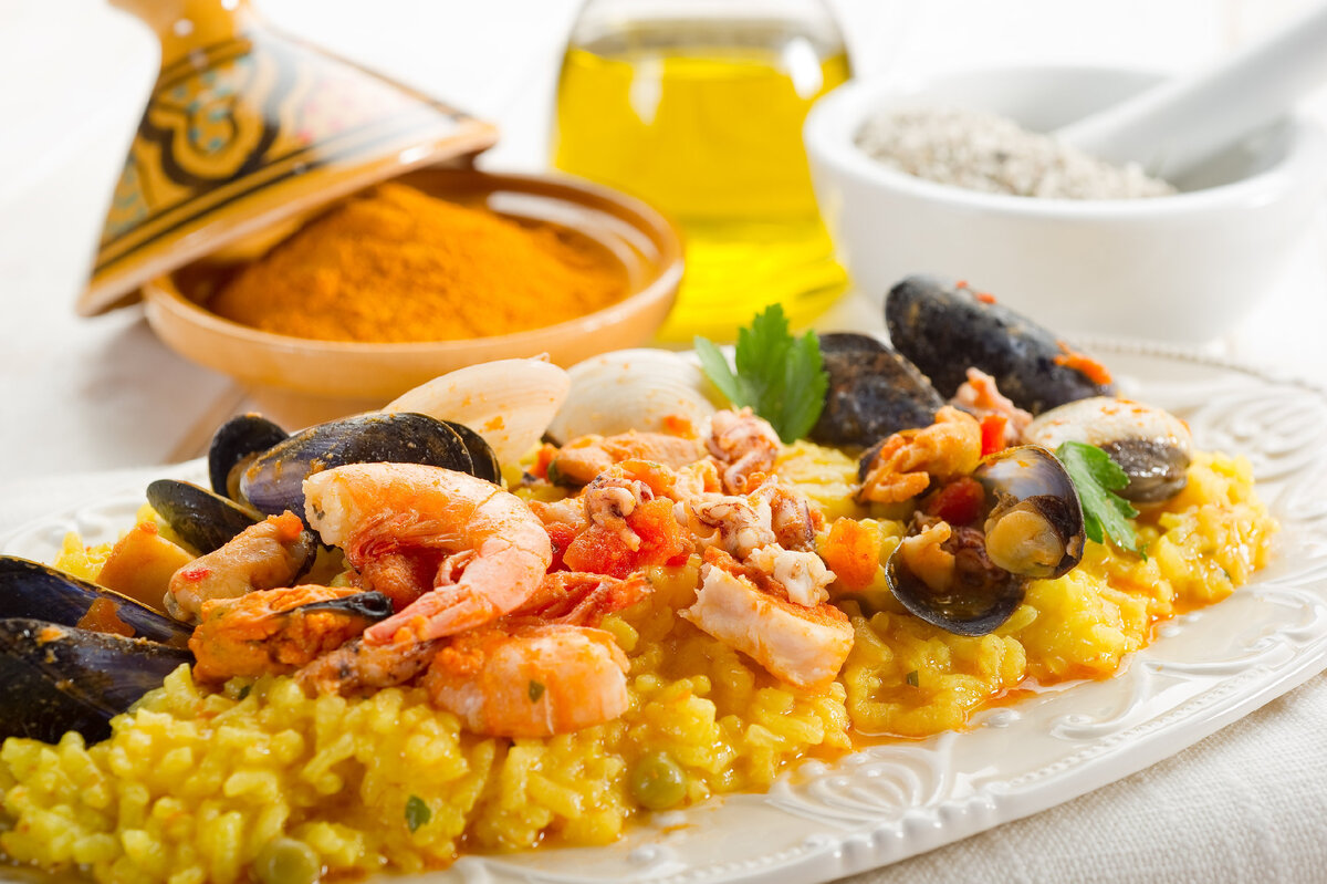 Паэлья с морепродуктами paella de mariscos