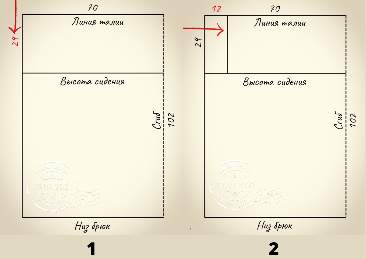 Чертеж построения выкройки спортивных брюк
