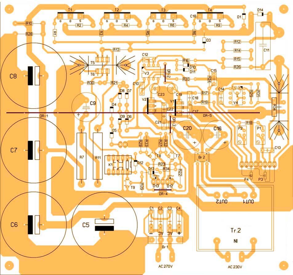 Вариант печатной платы источника питания