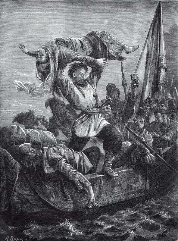 Как вскочил тут грозен Стенька Разин, Подхватил персидскую царевну, В волны бросил красную девицу, Волге-матушке ей поклонился. (Выдержка из песни А.С. Пушкин)