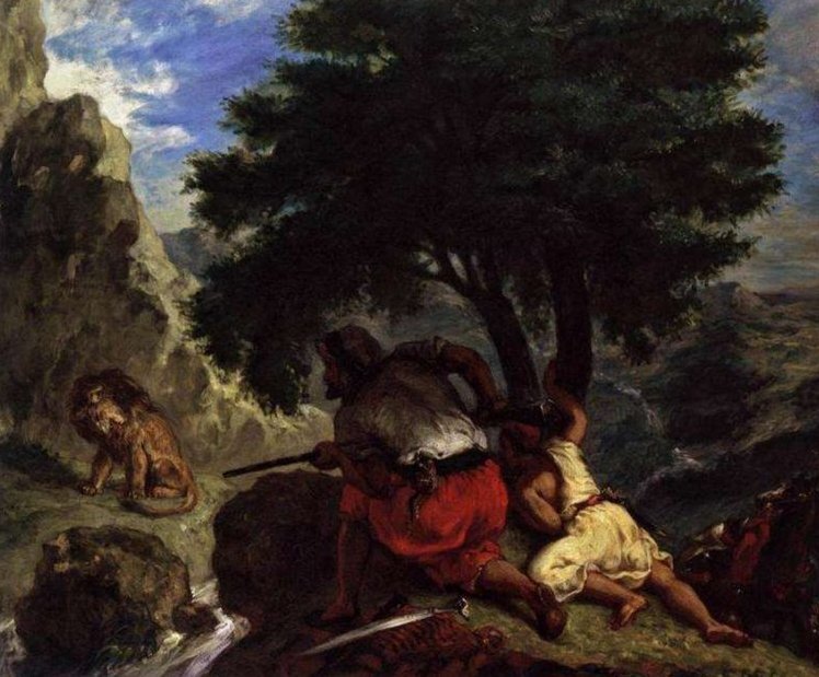 Эжен Делакруа "Охота на львов в Марокко"