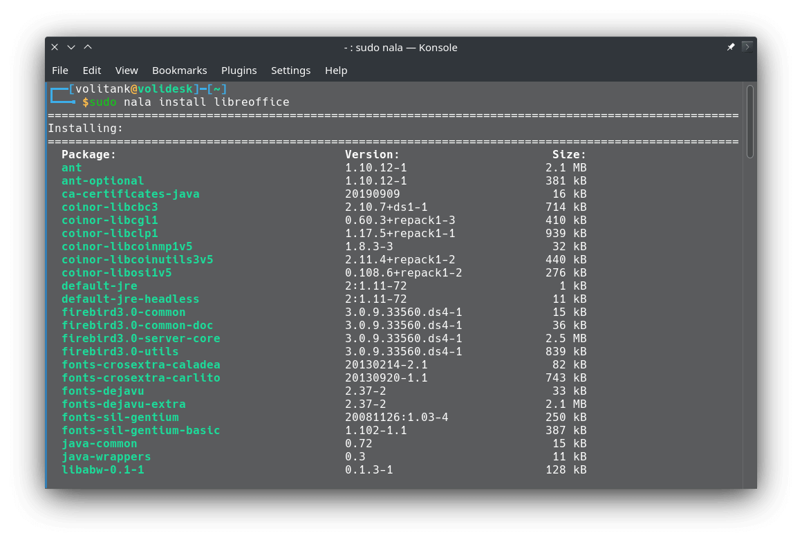 Apt package versions