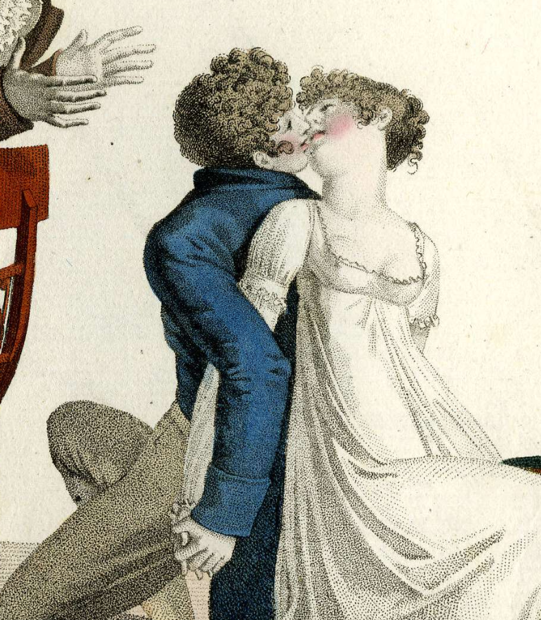 "Поцелуй а ля капуцин", серия "Le Bon Genre", 1814. (с) Из коллекции Британского музея. Деталь.