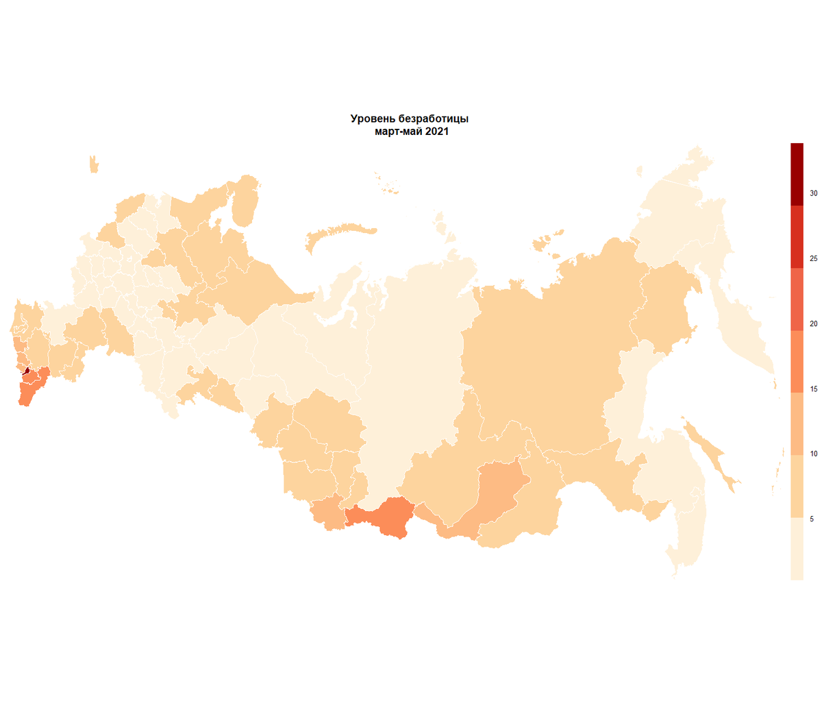 Карта безработица в россии