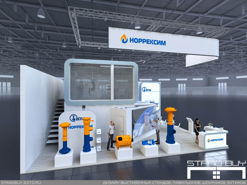 Проект выставочного стенда компаний "ЗСПА" и "Норрексим". Архитектор - Павел Сапов.