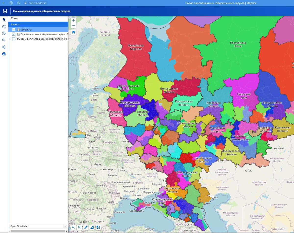 Веб-карта на hub.mapdev.io