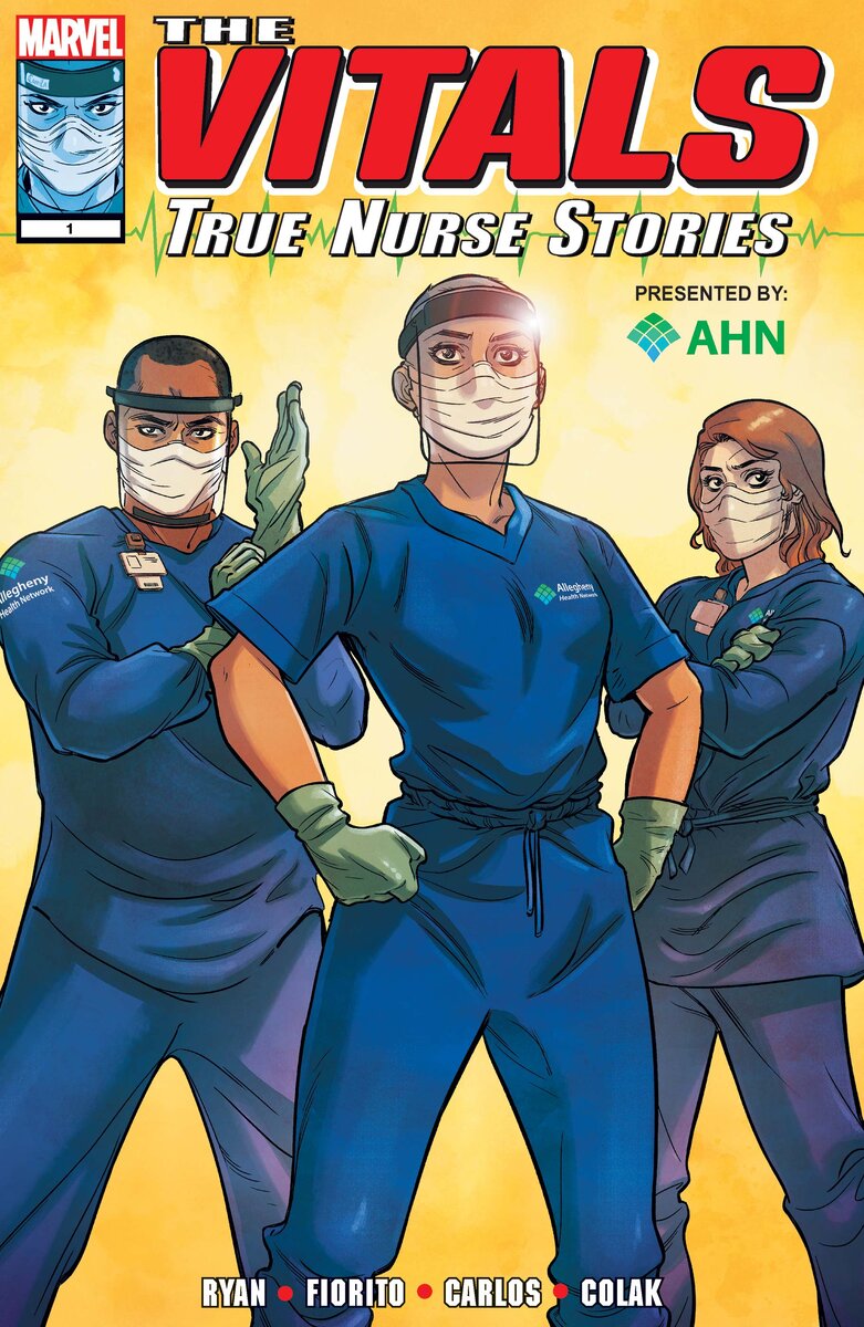 Обложка комикса The Vitals: True Nurse Stories. Опубликован 30 декабря 2020. Автор: Sean Ryan, художники: Marcio Fiorito, Ze Carlos, Mirko Colak