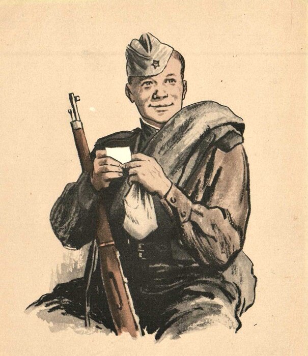 Василий Тёркин, советская иллюстрация.