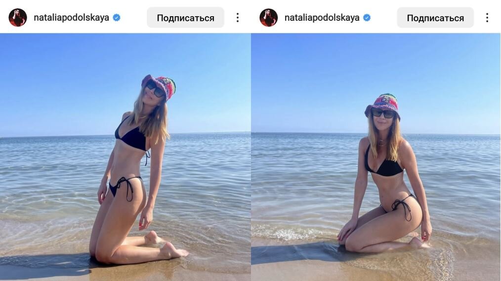 Наталья Подольская на пляже в панаме в технике "кроше"