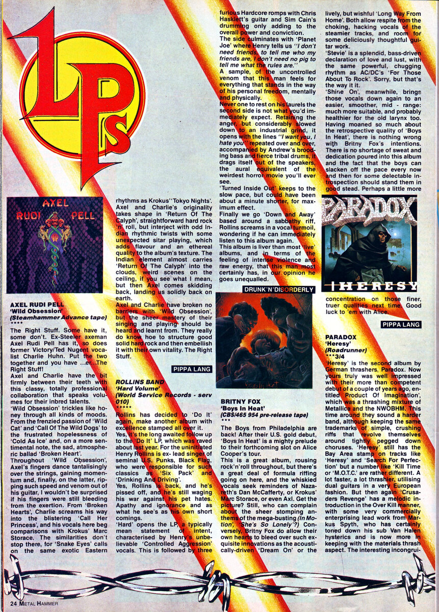 Страница журнала Metal Hammer с рецензией на альбом "Heresy"