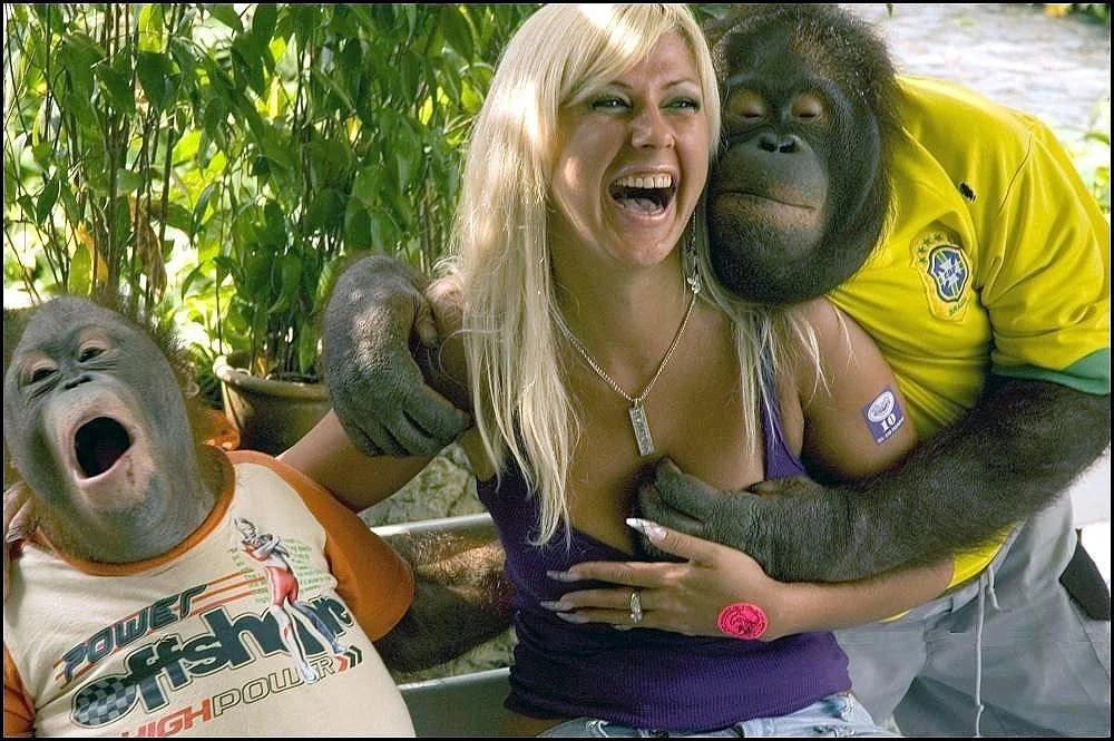 Девушка и обезьяна. Картинки прикольные смешные. Смешные обезьянки.