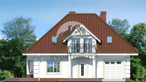Проект дома 169 м2 из газобетона с мансардным этажом, гаражом, балконом и террасой - VR-30