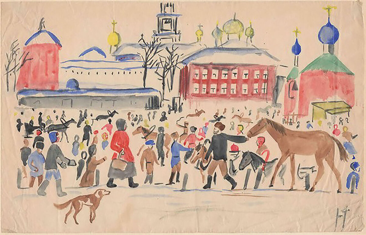 Акварель, возможно Пятницкая площадь