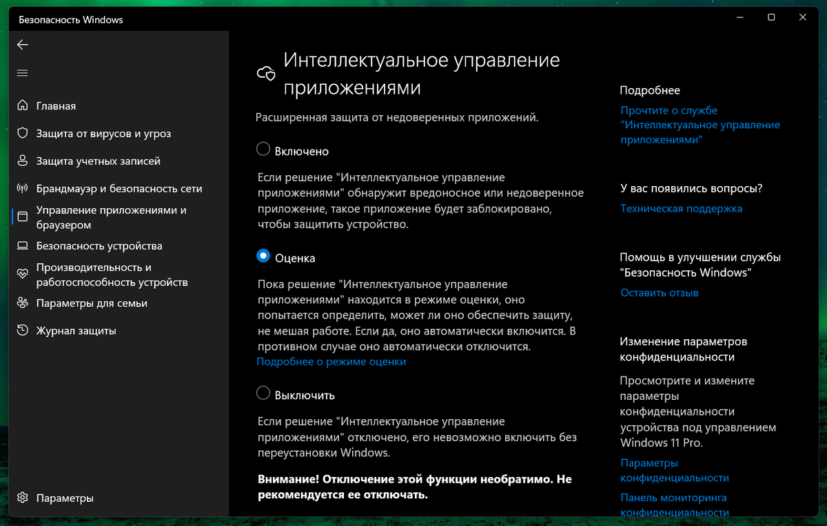 Служба «Интеллектуальное управление приложениями» в Windows 11 22H2 / Дзен.Уловка-32