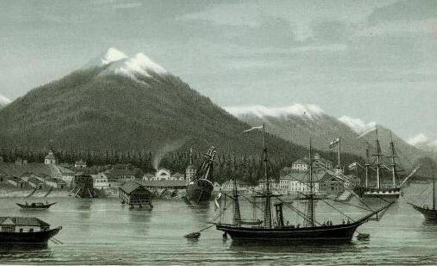 Аляска раньше. Новоархангельск Ситка Аляска. Новоархангельск Аляска 19 век. Поселение Григория Шелихова на острове Кадьяк.