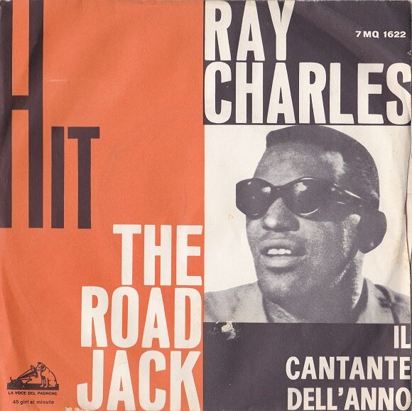 Обложка итальянского сингла "Hit The Road Jack" американского певца Рэя Чарльза