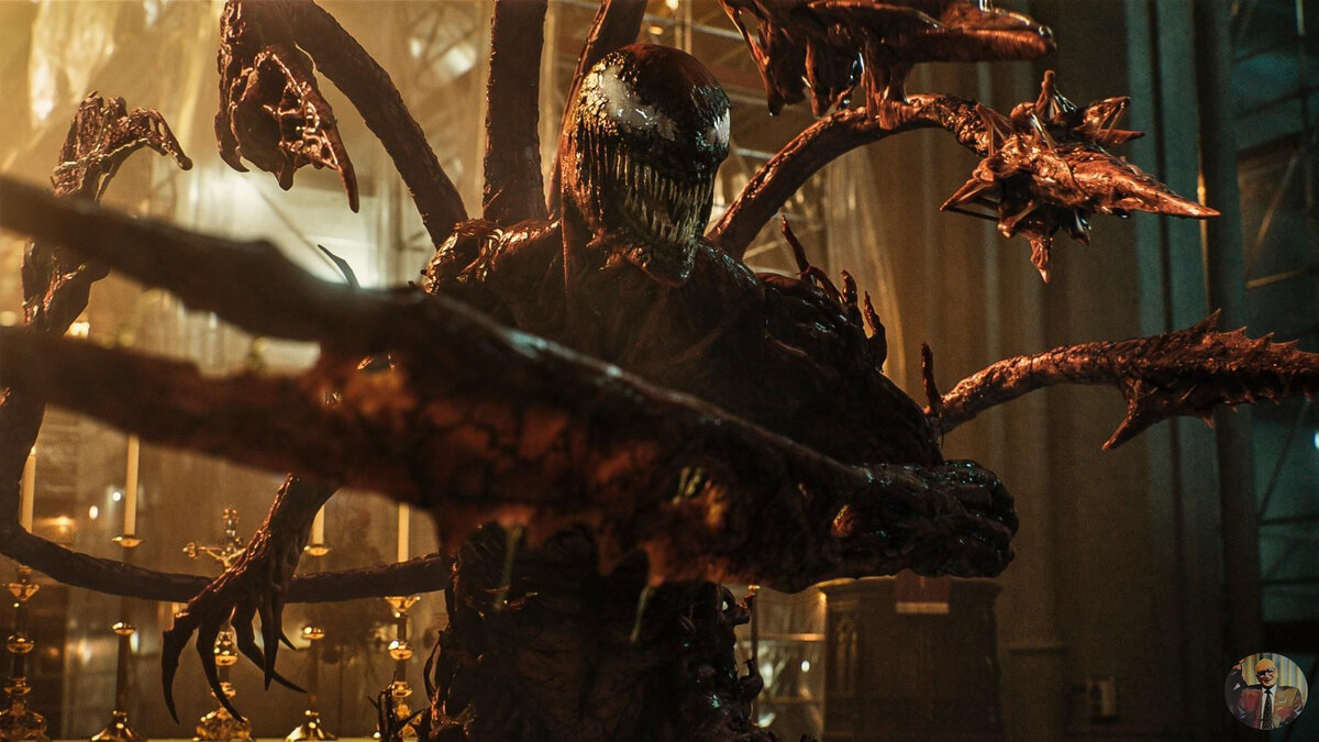 х/ф «Веном 2: Да будет Карнаж» 2021. Несмотря на такой кровавый вид, в картине заметно меньше насилия, и меньше смысла. С суперзлодеями всё ещё борятся простыми полицейскими силами.