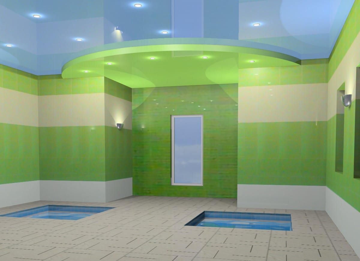 Сочетание цветов потолка. Цветные натяжные потолки. Разноцветный потолок. Салатовый потолок. Зеленый потолок голубые стены.
