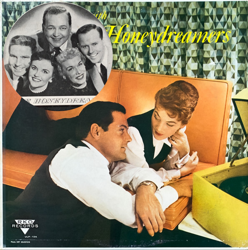 Одна из пластинок 'The Honeydreamers' - черно-белый снимок взят с обратной стороны конверта, Кевин крайний справа