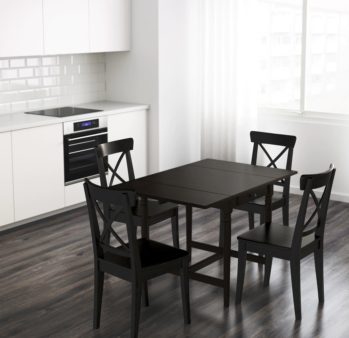 ИНГАТОРП Стол c откидными полами, черно-коричневый 