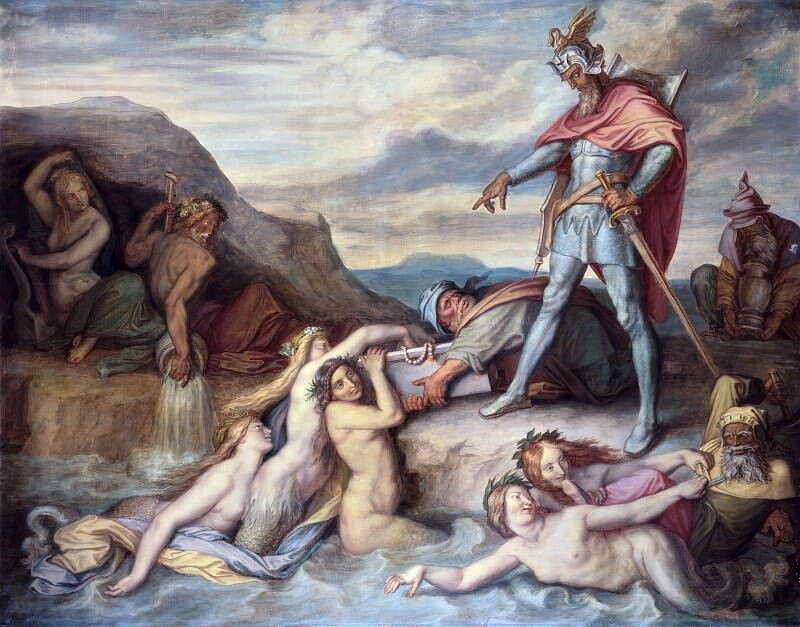 Хаген прячет клад нибелунгов в Рейн Петер фон Корнелиус (1783-1867)