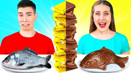 Челлендж Шоколадная еда vs. Настоящая еда #3 от RaPaPa Challenge