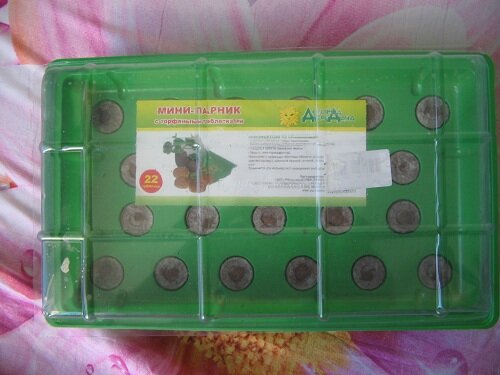 Чтобы получить рассаду земляники, таблетки берем маленькие, 3 см в диаметре, этого достаточно. В этот раз я купила таблетки вместе с мини-парником, но можно купить таблетки отдельно.