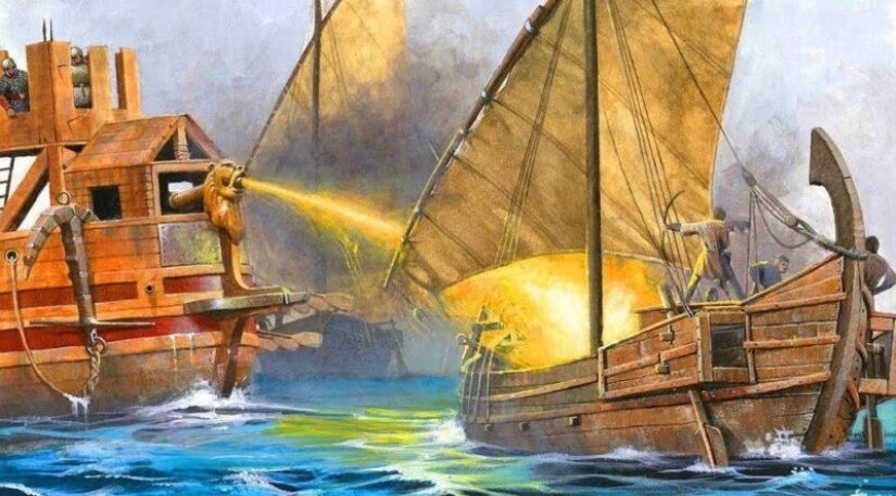 Применение "греческого огня"