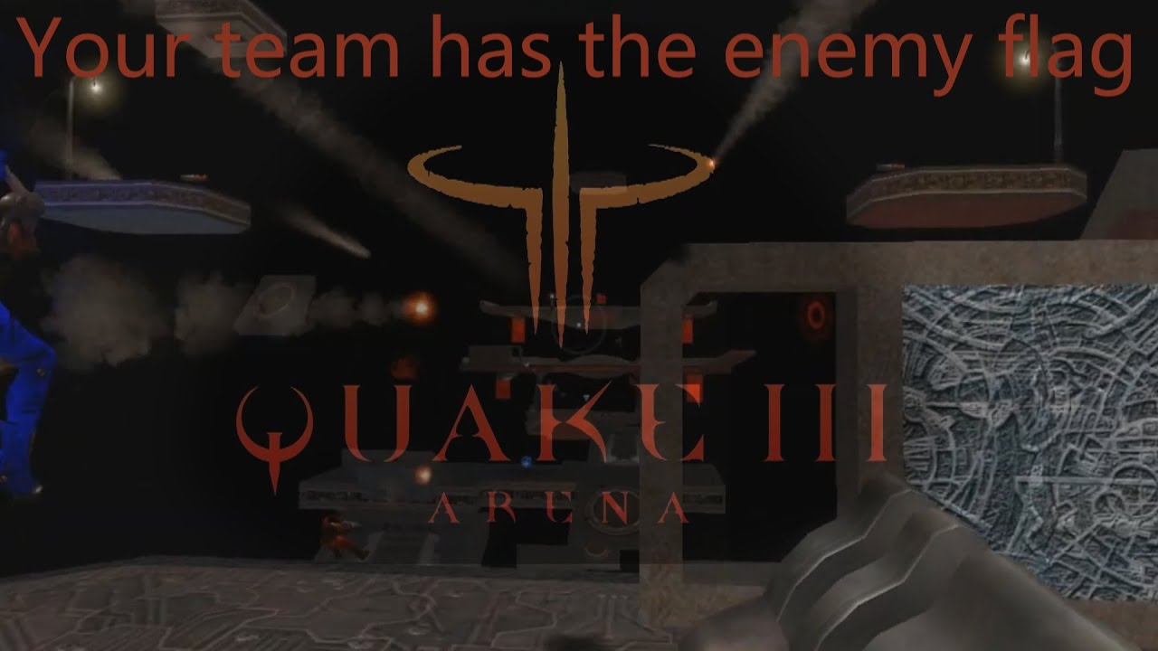 Quake 3 Arena - Capture The Flag - Gameplay Blue versus Red - Битва за флаг  Квейк 3 - игра с ботами на средней сложности