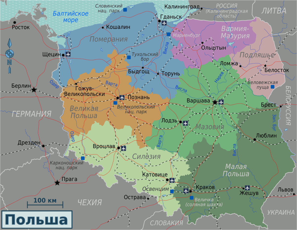 Польша какая страна. Политическая карта Польши. Административное деление Польши карта. Географическая карта Польши. Малая Польша карта.