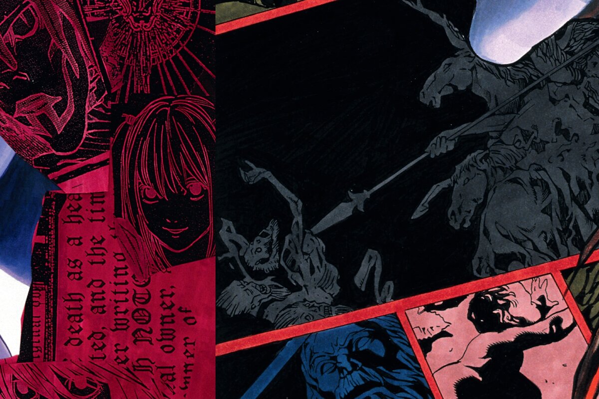 Фрагмент цветной иллюстрации к манге Цугуми Ообы и Такэси Обаты «Death Note. Black Edition. Книга 2» © ООО «Издательская Группа «Азбука-Аттикус»