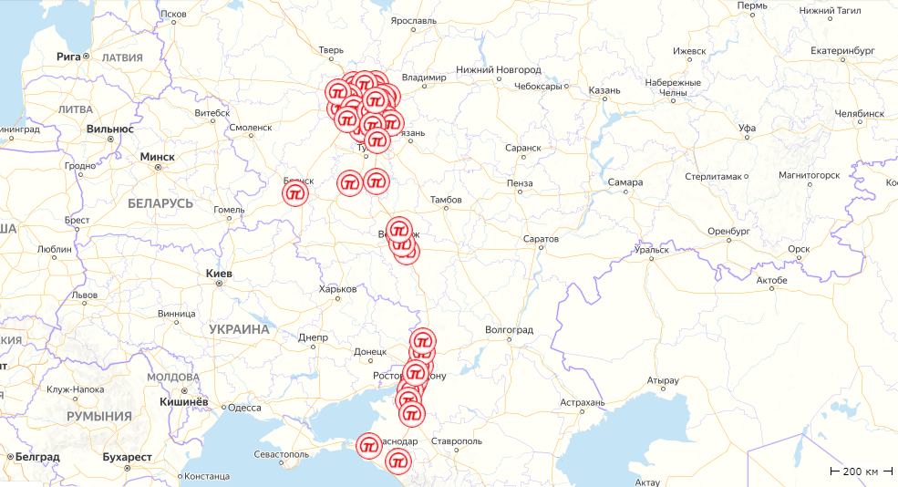 Карта распространения Помпончиков.