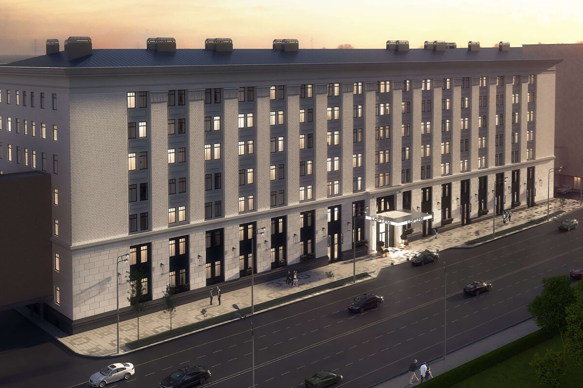 Фасад ЖК Loft FM с подсветкой