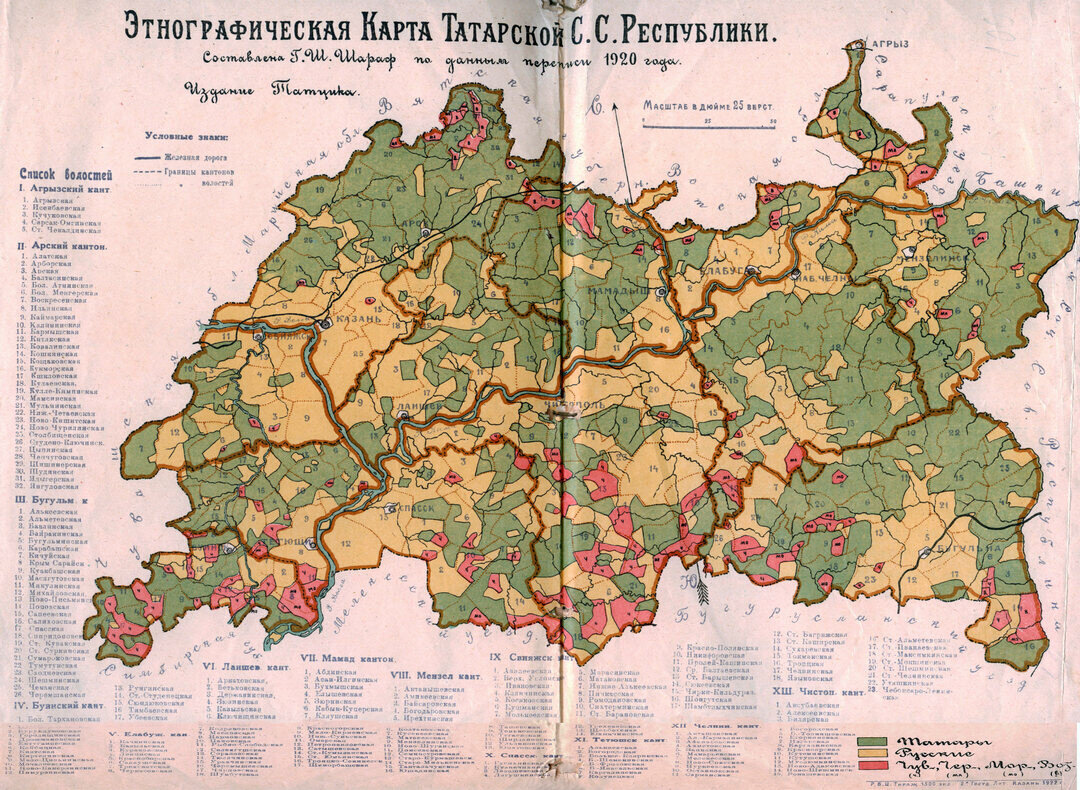 
Этнографическая карта ТАССР по данным переписи 1920 г.