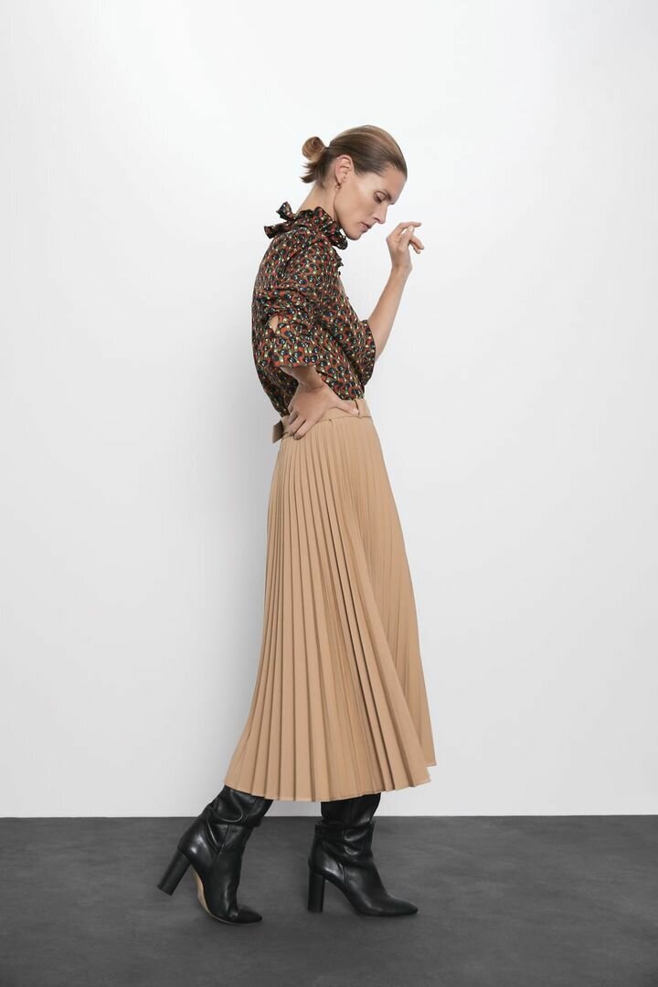 Юбка миди с ремнем и застежкой на потайную молнию сбоку Zara, 3999