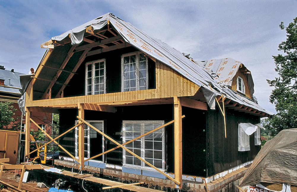 Каркасное здание до облицовки