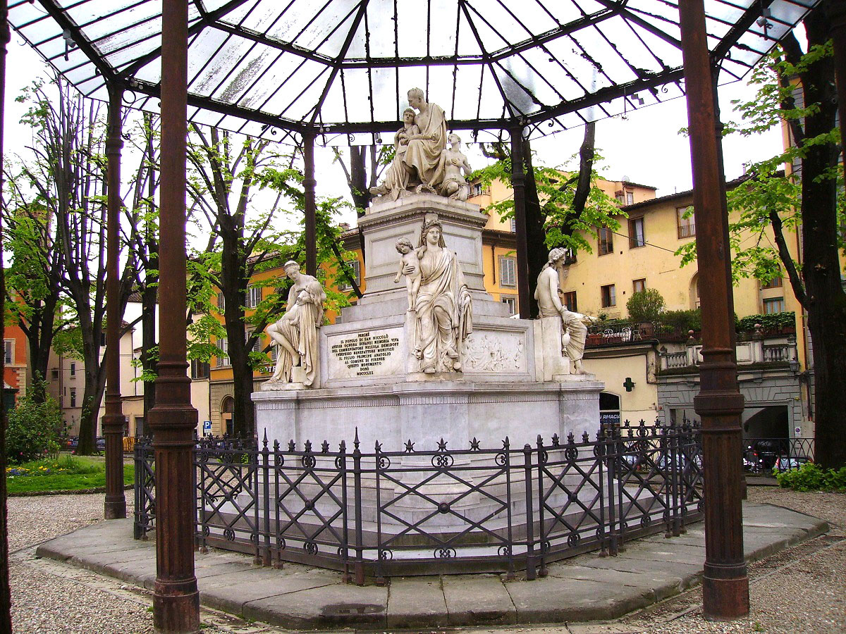 Признательные граждане Флоренции в честь жертвователя назвали одну из площадей, вблизи Демидовского дома призрения, Демидовскою и поставили на этой площади статую Николая Никитича из белого мрамора, представляющую его в римской тоге, обнимающим больного ребёнка. У ног его расположены четыре скорбные статуи. 
Надпись на памятнике: «Perchè il popolo di San Niccolò avesse ognora dinanzi memoria viva del commendatore Niccola Demidoff indefesso benefattore munifico il figlio principe Anatolio al Comune di Firenze questo monumento dono MDCCCLXX» 
Перевод: «Для того, чтобы жители Сан Никколо всегда имели перед собой живую память о командоре Николае Демидове, неутомимом и щедром благотворителе, (его) сын князь Анатолий городу Флоренции этот памятник даровал (в) 1870 (году)»  (Википедия)