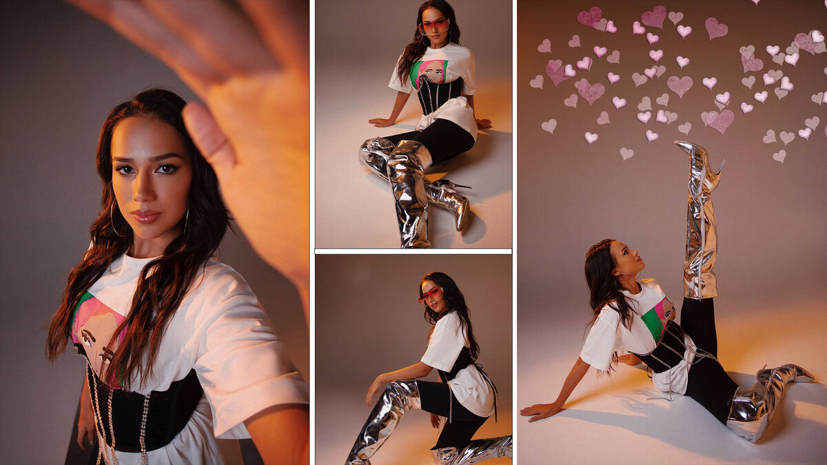 Алина Загитова в новой фотосессии. Коллаж автора.