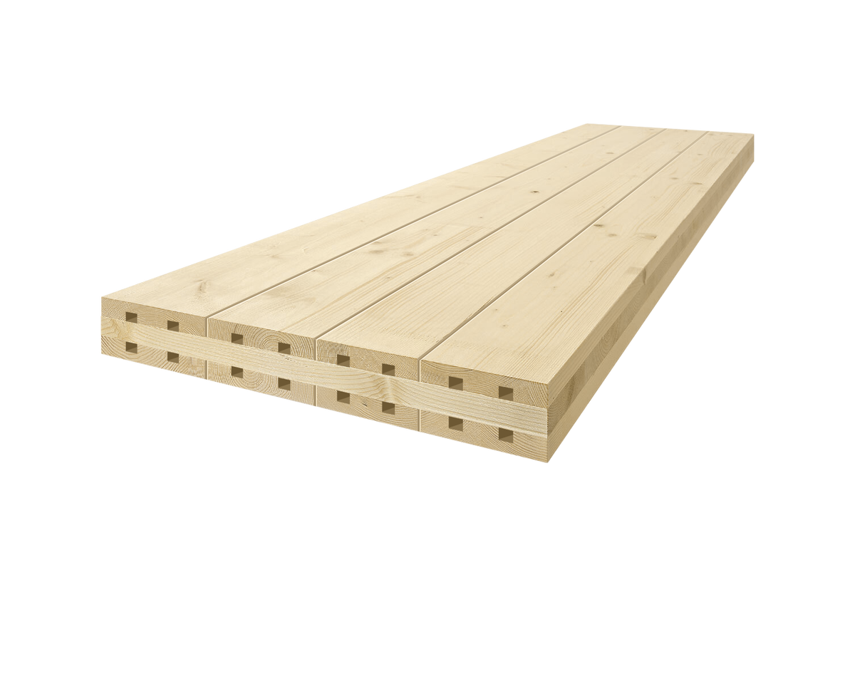 Панель CLT с каналами для прокладки инженерных сетей и обеспечения скрытого монтажа электрической проводки